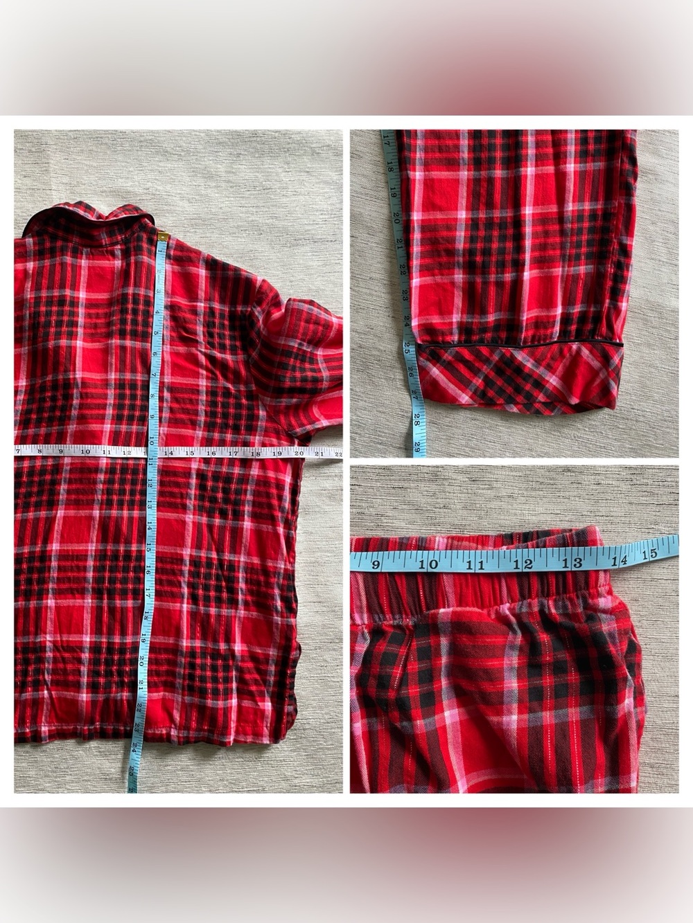 Victoria’s Secret Women’s Pajama Set 2 Piece Red&Black Plaid Gold Thread - Picture 16 of 16